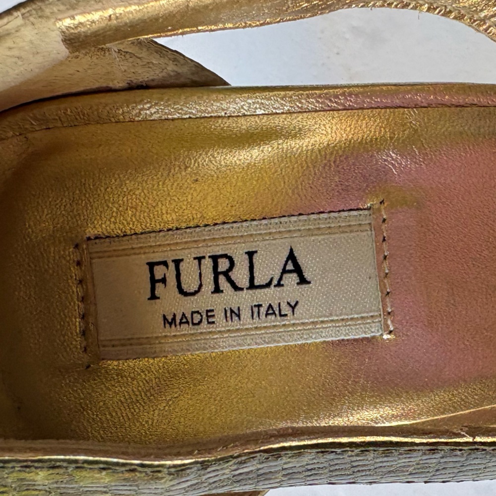 Furla Made in Italy Green Reptile Embossed Block Heel Pumps EU 35 (US 4–4.5) NEW - Picture 8 of 9